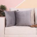 BRICK HOME Single Side Quilted Velvet Cushion Cover Set of 2 (18 x 18 Inches)...