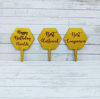 Bright Wood Craft Personalized Customised Exclusive Cake Topper For Birthday, Engagement, Wedding, Anniversary Cake Decoration Theme Party Celebration Multicolor Pack Of 1 (Style-7)