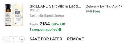 BRILLARE Salicylic & Lactic Acid , Acne Prone Skin, 100% natural facewash Face Wash  (100 ml)
