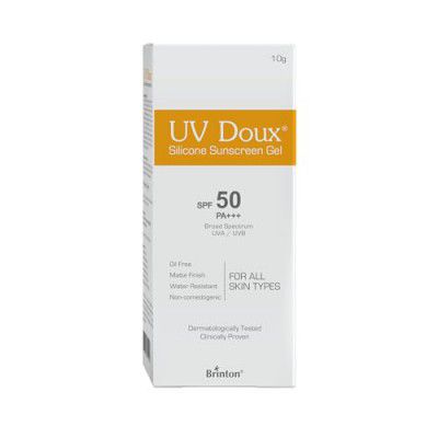 Brinton Healthcare Uvdoux Face & Body Sunscreen Gel With Spf 50 Pa+++ In Matte Finish And Oil Free Formula|Water Resistant|Protection Against Uva/Uvb Rays (10 Gm)