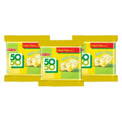 Britannia 50-50 Maska Chaska Salted Biscuits - 300 g Pack of 3