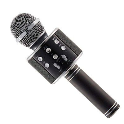 BRIX Design 2 Wireless Bluetooth Handheld Microphone Stand with HI FI Speaker Audio Recording for Cellphone Karaoke Mike (Black), standard (MST-1215-12)