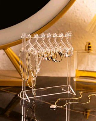 BRODLOG Acrylic Earring Holder Set(1 Earring Display Stand With 8 Hangers) Jewellery Organizer Jewellery Organizer (Transparent)