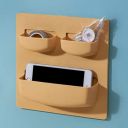 BRONTIX Multipurpose Self Adhesive Plastic Bathroom Organizer and Storage Shelf (Beige)...