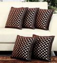 Brown Abstract Chenille 16 x 16 Inches Cushion Covers (Set of 5)...