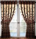 Brown Floral Polyester 7 Ft Semisheer Eyelet Door Curtains (Set of 2)...
