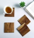 Brown Handcrafted Teak Wood Elegant (Set Of 4) Coasters...