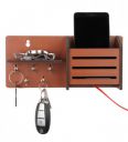 Brown Mdf Side-Shelf Pocket Key Holder...