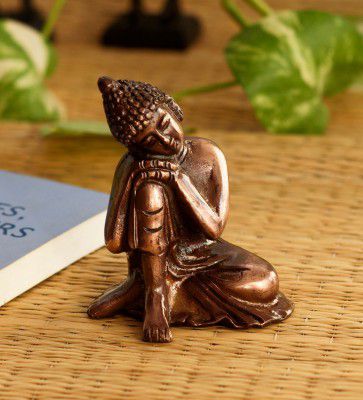 Brown Metal Resting Buddha On Knee