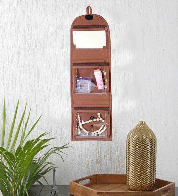 Brown Polyester Foldable 3 Pockets Travel Organiser