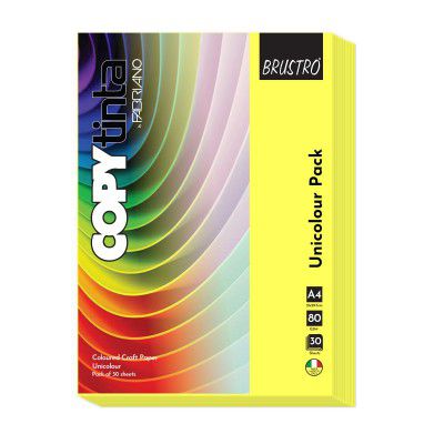 BRUSTRO Copytinta Coloured Craft Paper A4 Size 80 GSM Yellow Shade (CEDRO) 60 Sheets Pack