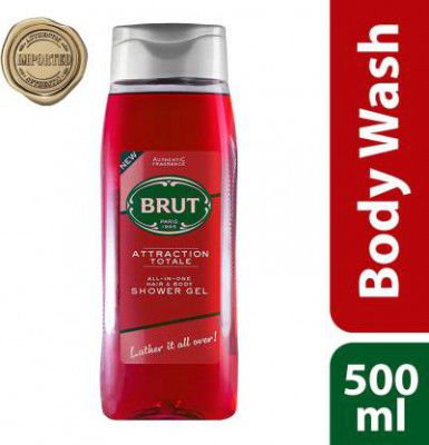 BRUT Attraction Total All-In-One Body Wash for Men | Robust Fragrance 500ml