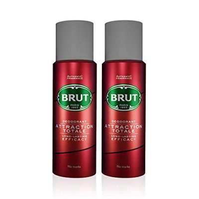 Brut Attraction Totale Deodorant Body Spray for Men, Pack of 2 (200ml Each)