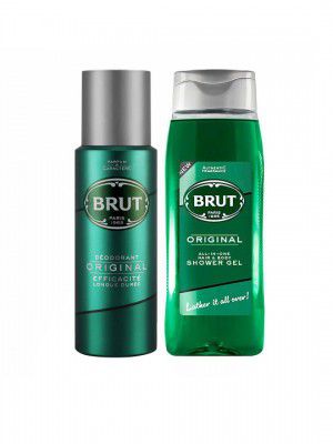 BRUT Men Set of Original Deodorant - 200 ml & Original All-in-One Shower Gel - 500 ml