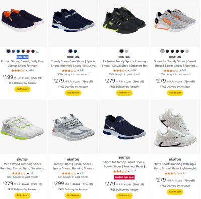 Amazon : Bruton Men's Shoes Starts @ ₹253 | Upto 90% OFF