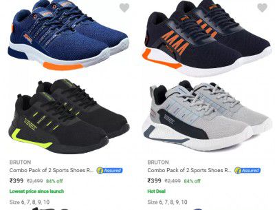 Bruton mens shoes Starts with ₹399 (Pack of 2)