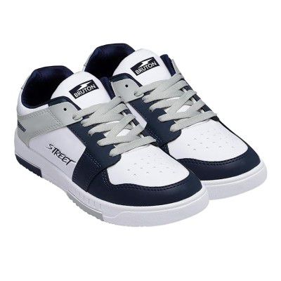 BRUTON Men's TARZEN-340 White Synthetic Leather with Lite Weight PVC Sole Running Shoes
