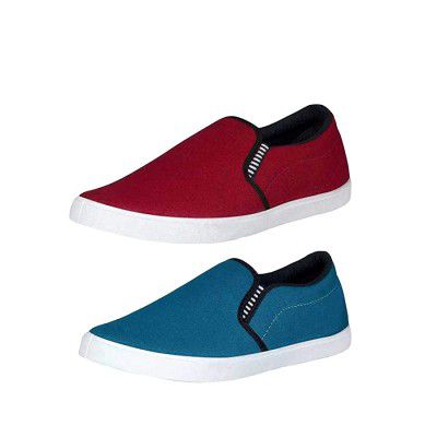 BRUTON Pack of 2 Canvas Casual Loafers and Sneakers Shoes for Boys