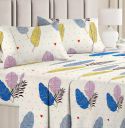 BSB HOME 100% Cotton Double Bed Bedsheet Set | 144 TC Soft & Breathable | Cream Leaf Print with 2 Pillow Covers | Wrinkle Free | for Bedroom & Gifting (90 x 90 Inches)...