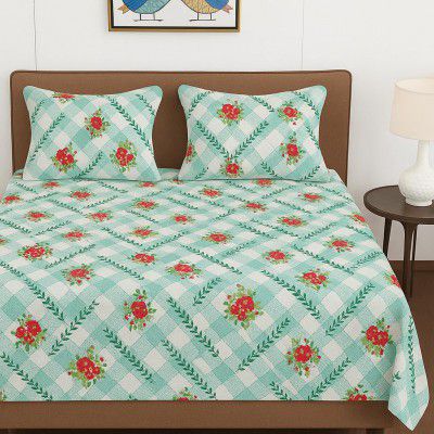 BSB HOME 100% Cotton Feel Double Bed Bedsheet Set | 144 TC Soft & Breathable (90 x 90 Inches)