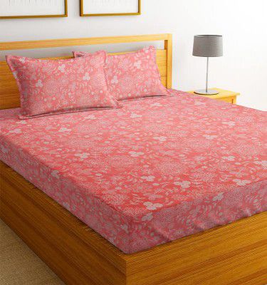 BSB HOME 100% Cotton Feel Flat Double Bedsheets with 2 King Size Pillow Covers