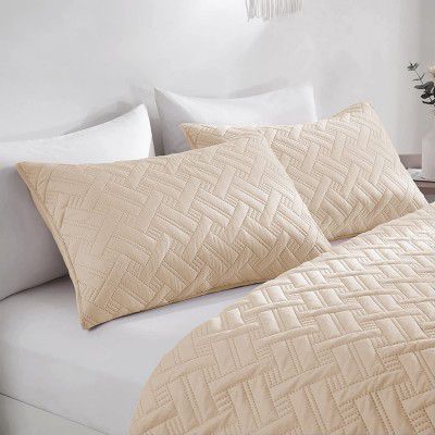 BSB HOME 100% Cotton Ultrasonic 280 Tc Solid King Size Quilted Bed Cover