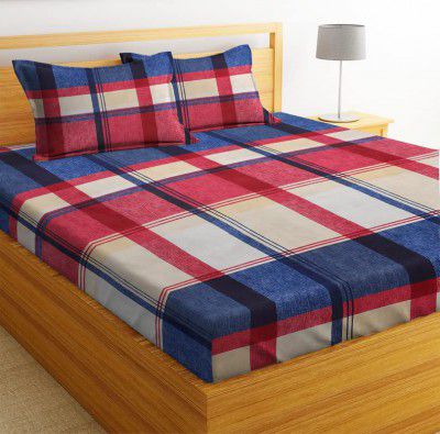 BSB HOME 100% Microfiber bedsheet for Double Bed with 2 Pillow Covers Breathable | Wrinklefree and Softtouch Football Print Sheet- Grey and Blue