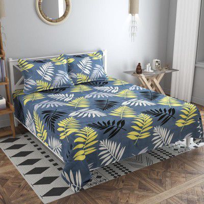 BSB HOME 120 TC Double Printed Bedsheet with 2 Pillow Covers | 110 GSM Soft Brushed Microfiber - Breathable & Wrinkle Free - (86 X 88 Inch, Grey & Black & White)