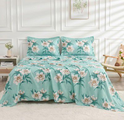 BSB HOME 210 TC Cotton Feel Double Bedsheet with 2 Pillow Covers, Soft & Breathable Floral Printed Bed Sheet
