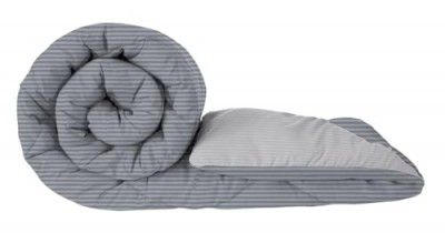 BSB HOME 220 GSM Microfiber Solid Satin Striped Comforter |Quit  (90 x 100 Inch, Grey & Silver)