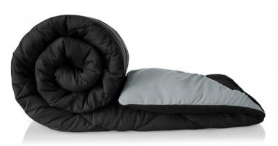 BSB HOME 220 GSM Solid Plain Reversible Summer Microfiber AC Comforter/Duvet Black Grey)