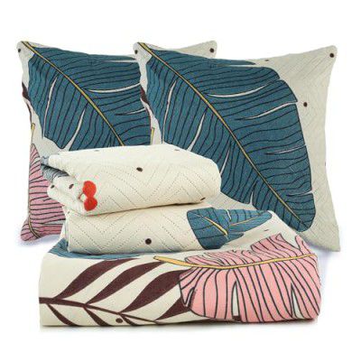 BSB HOME 220 TC 5 Piece Bedding Set with 1 Pc Bedsheet, 2 Pc Quilted Cushion with Zip, 2 Pc Pillow Covers (90X 100 Inches)