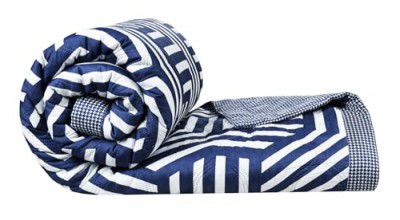 BSB HOME 2nd Gen 120 GSM Microfiber Reversible AC Comforter/Blanket for Winter/Quilt/Duvets for Double Bed (230 X 220 cm, Striped Blue White)