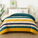 BSB HOME 2nd Gen 220 GSM Microfiber Reversible AC Comforter/Blanket for Winter/Quilt/Duvets for King Size Double Bed (220 X 230 cm, Striped Printed- Mustard Yellow and Green)...
