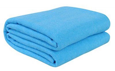 BSB HOME 300 GSM Special for Heavy Winter Plain Light Weight and Warm Woollen Blanket for Single Bed (152x220 cm, Color-Light Blue or Sky Blue)