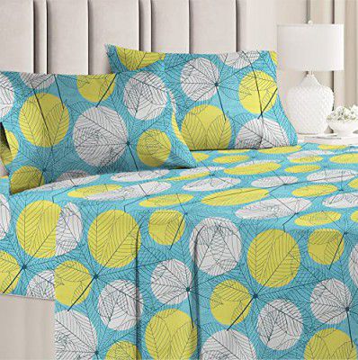 BSB HOME 3D Printed 144 TC Microfiber Double Bedsheet with 2 King Size Pillow Covers