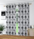 BSB HOME Abstract Flower Printed Single Plastic Eyelet Polyester Room Darking Decorative Window Curtain - 5 Feet, White and Black...