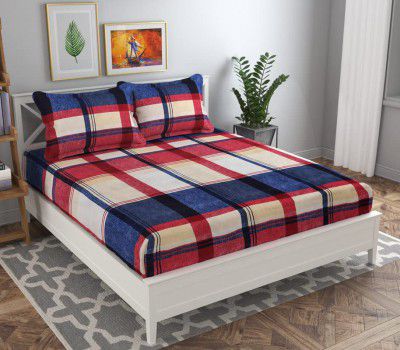 BSB HOME® Aspire Collections 120 TC Microfiber Flat Double/Queen Size Bedsheets with 2 Pillow Covers Microfiber,110 GSM Printed Multicolour Bedsheets for Double Bed Microfiber(86 x 88 Inch)
