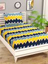bsb home Aspire Yellow Chevron Printed Microfiber 144 TC Single Bedsheet Set 2.28m x 1.52m...