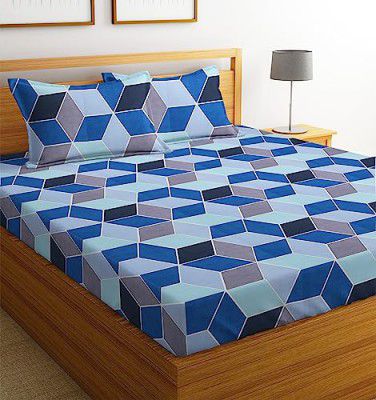 BSB HOME Cotton 144 TC Football Printed Double Bedsheets with 2 King Size Pillow Cover