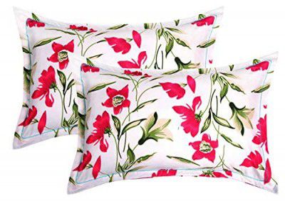 BSB HOME Cotton 2 Piece Cotton Pillow Cover Set - 20"x30", White and Red