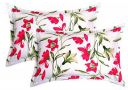 BSB HOME Cotton 2 Piece Cotton Pillow Cover Set - 20"x30", White and Red...