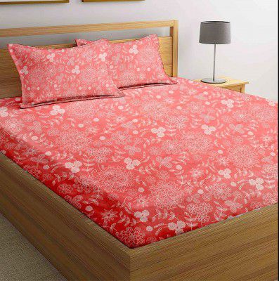 BSB HOME Designer Printed 220 TC Cotton Feel for Summer Double Bed-BedSheet with 2 King Size Pillow Covers-(230 x 240 cm or 7.5 x 8 ft, Rose Pink)