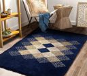 BSB HOME Designer Superfine Chenille Carpet | 500 GSM Velvet Carpet/Area Rug/Durries with Fine Gold Yarn for Living Room, Bedroom, Runner| 150x210 cm or 5x7 ft, Blue...