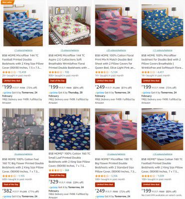 BSB HOME Double Bedsheet Starts at ₹149