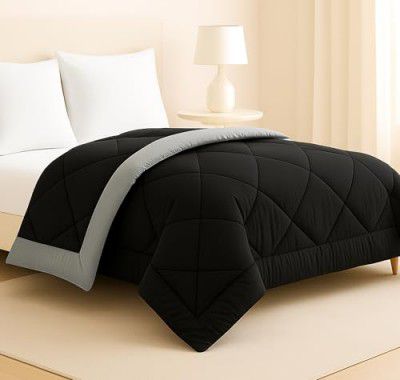 BSB HOME Luxury Reversible Comforter Double Size Black & Grey
