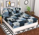 BSB HOME Microfiber 144 TC Aspire 2.O Collections Soft Breathable Wrinklefree Cheks Printed Double Bedsheets with 2 Regular Size Pillow Covers, Color Black Grey and White...