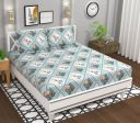 BSB HOME Microfiber 144 TC Aspire 3.O Collections Soft Breathable Wrinklefree Floral Printed Double Bedsheets with 2 Pillow Covers, Color Grey & Green...