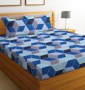 BSB HOME Microfiber 144 TC Football Printed Double Bedsheets with 2 King Size Pillow Cover (90X90 Inches, 7.5 x 7.5 Feet, Dark Blue and Light Blue)...
