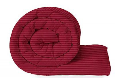 BSB HOME Microfibre All Season/AC/Summer Solid Striped Double Bed Comforter Blanket | Dohar | Duvets |Ultra Soft & Light Weight - (220 GSM, Maroon)